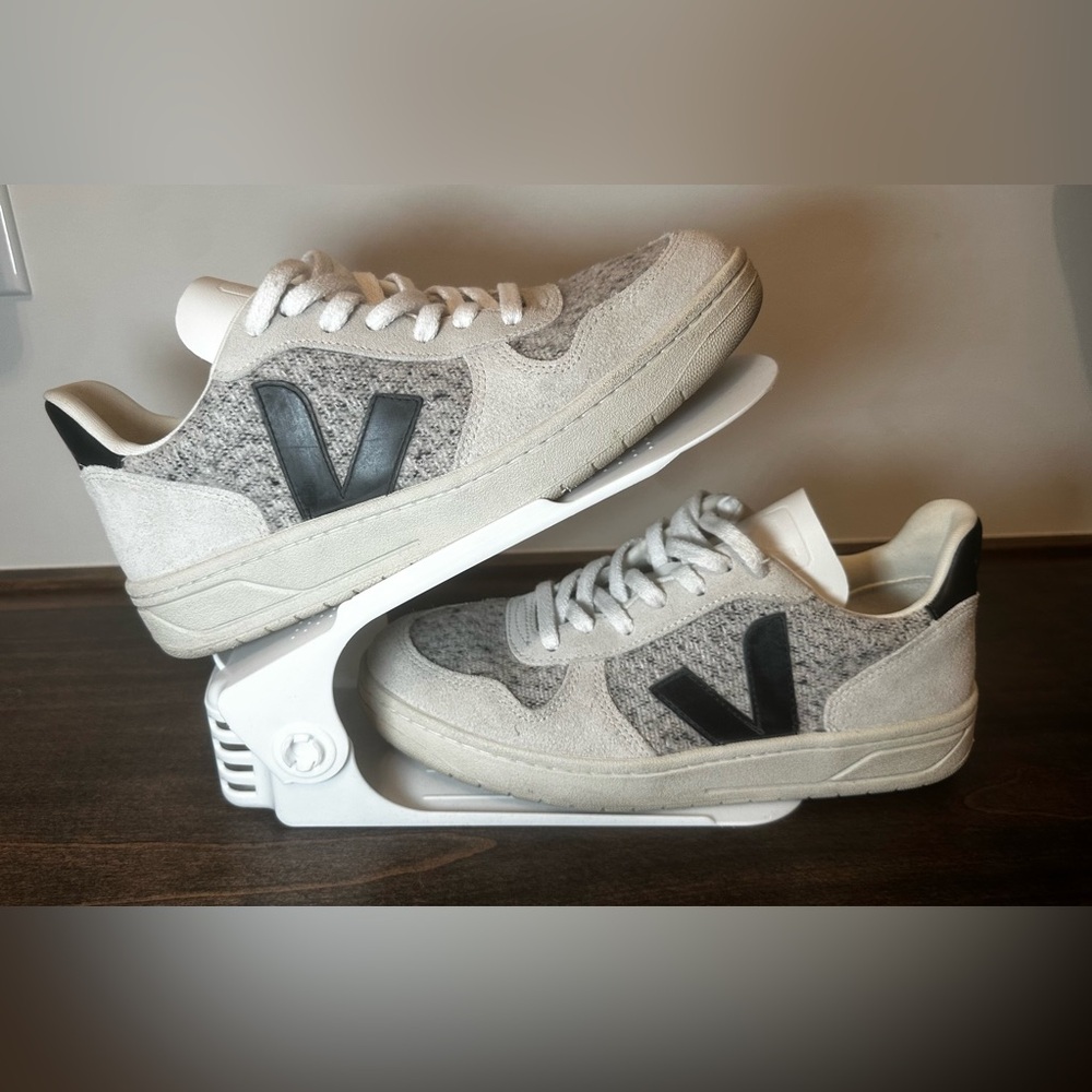 Veja Women’s V10 Snow/Black Flannel & Suede Sneaker - Picture 3 of 16